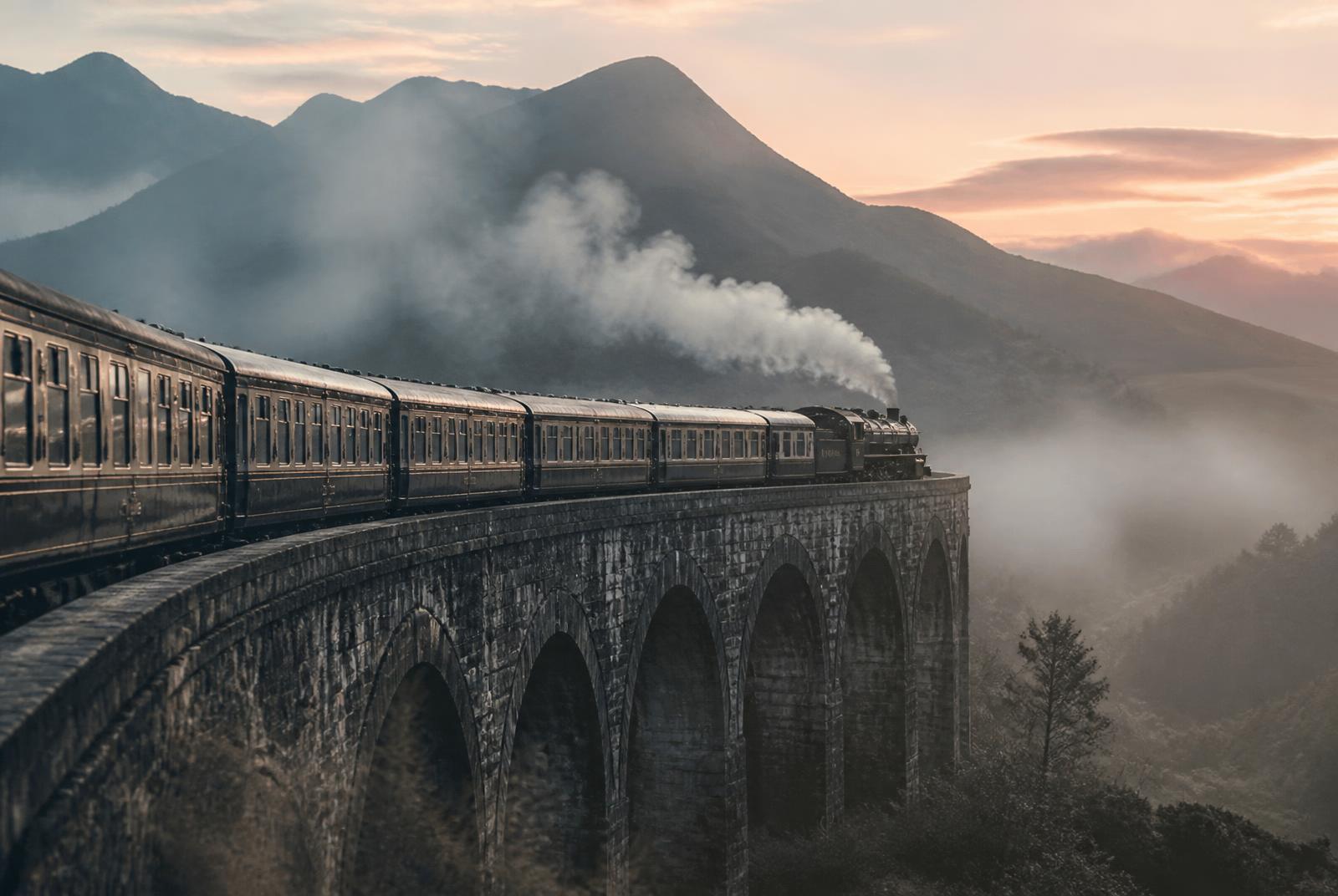 Luxury rail journey at dawn
